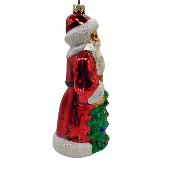 Vintage Christopher Radko Ruby Santa 7" Glass Christmas Ornament Tree‎ Glitter - Picture 4 of 11
